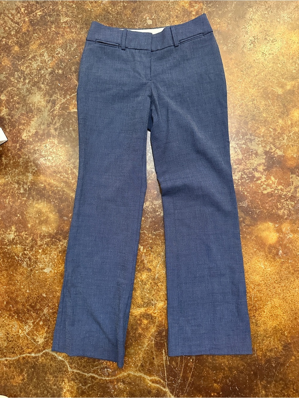 LOFT Petites Julie Trouser Navy Tweed Straight-Leg Dress Pants for Women
